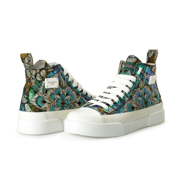 Dolce & Gabbana Women's High Top Floral Print Athletic Sneakers Shoes US 6 IT 36 - Picture 8 of 9